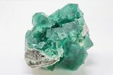 Cubic Green Fluorite Crystal Cluster on Quartz - China #197171-1